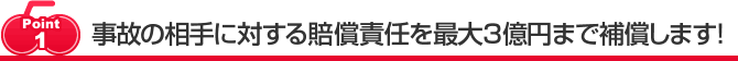 事故の相手に対する賠償責任を最大３億円まで補償します！