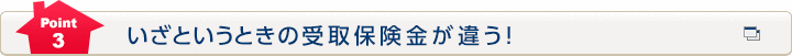 Point3 いざというときの受取保険金が違う！