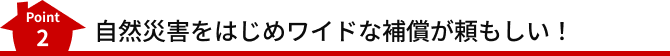 自然災害をはじめワイドな補償が頼もしい！